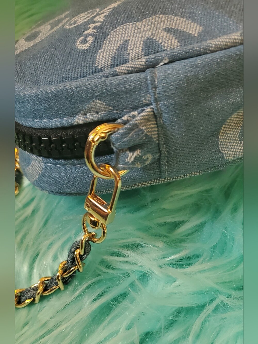 Light Blue Denim Bag,Denim & Gold Chain Or Strap